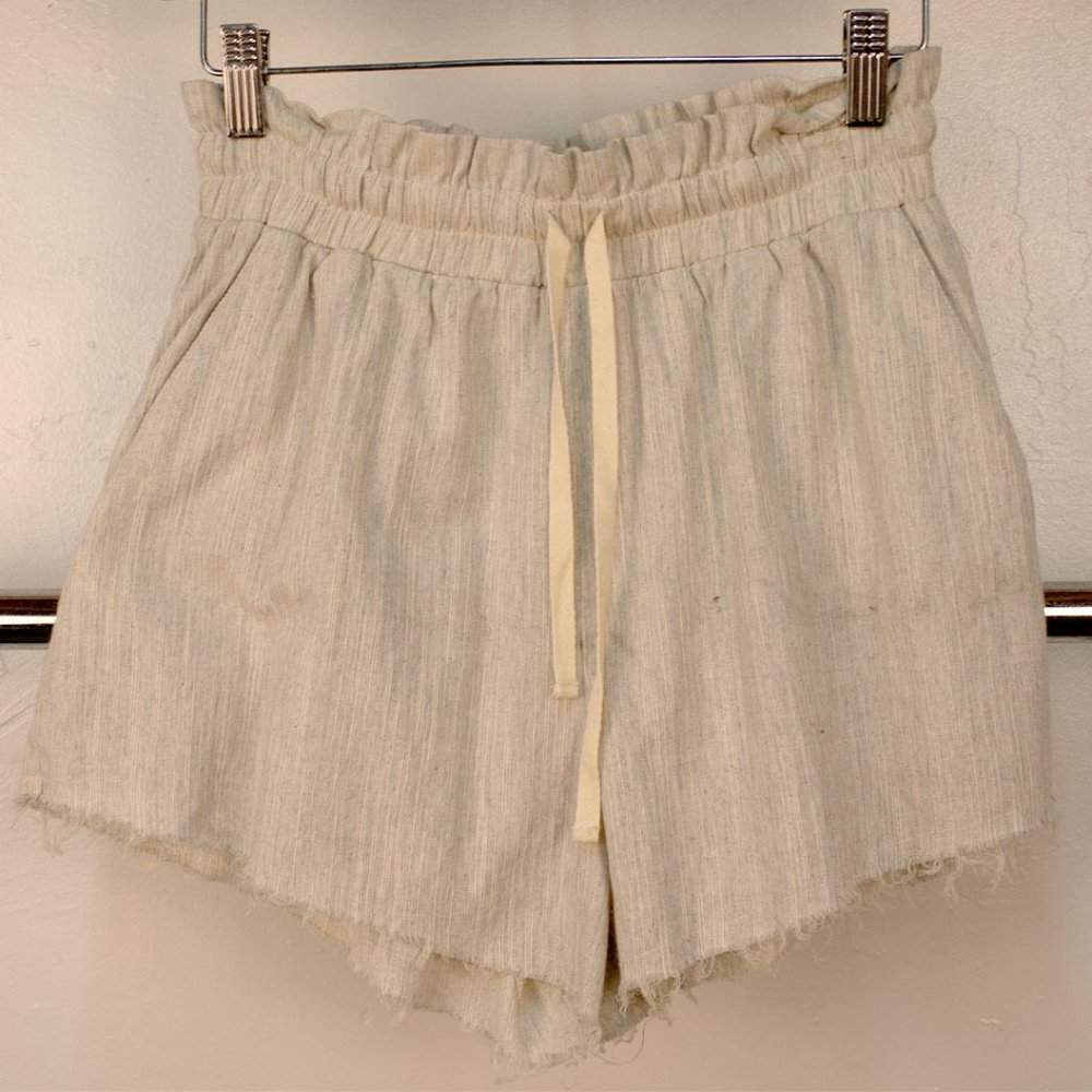 Beige High Rise Waist Shorts